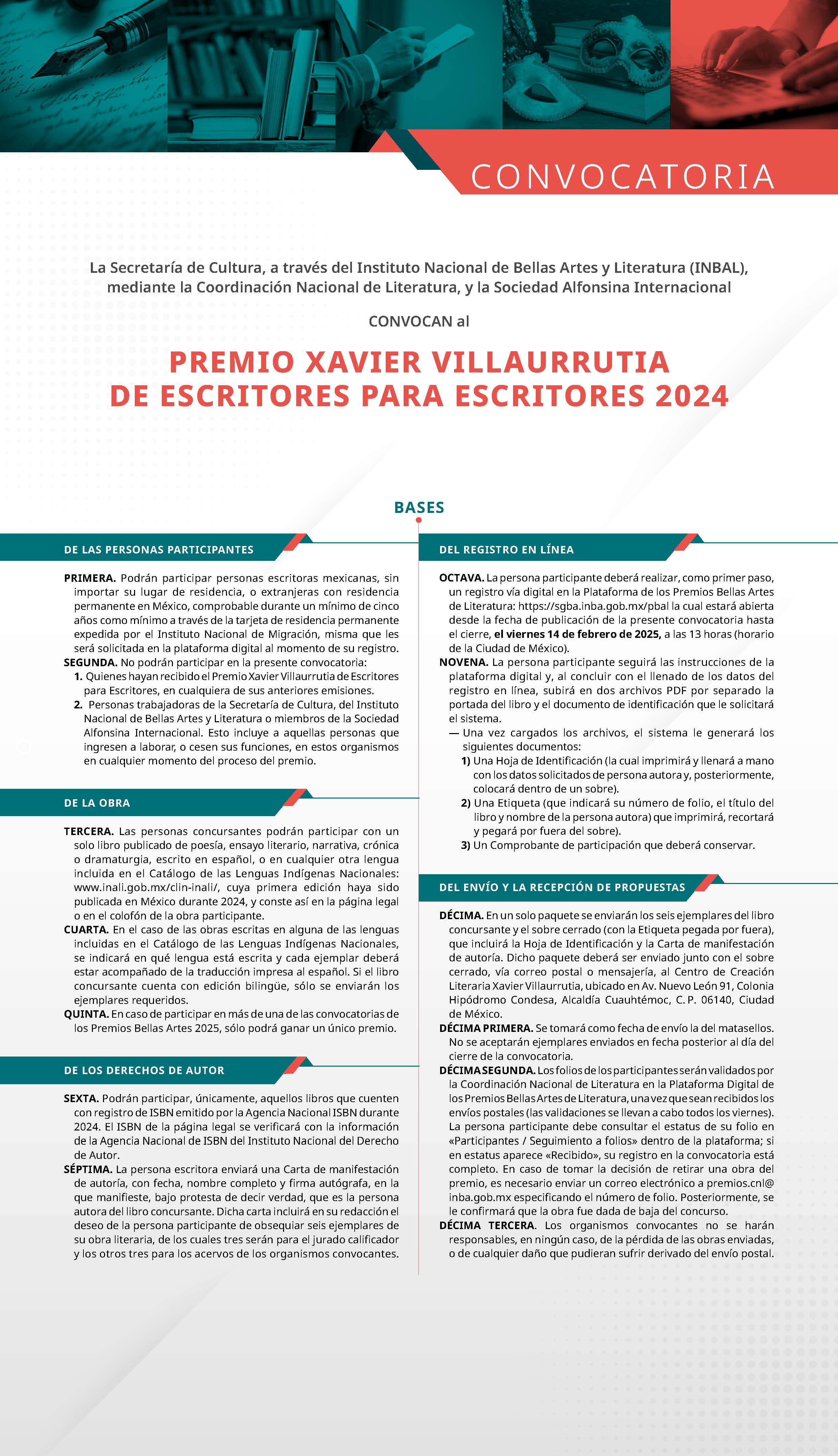 CONVOCATORIA PREMIO XAVIER VILLAURRUTIA 2024 1